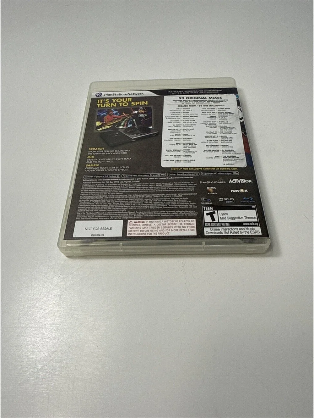 DJ Hero (Sony Playstation 3 PS3) Video Game CIB Complete Rated Teen Hottest Hits
